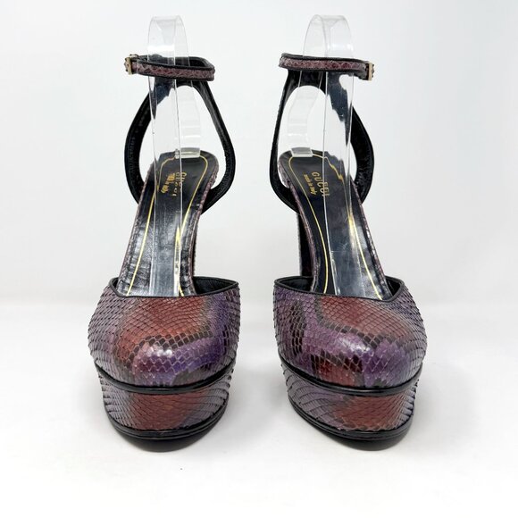 Gucci Platform Heels Python Purple Size 38 Runway Exotic Leather Stiletto - Picture 5 of 11
